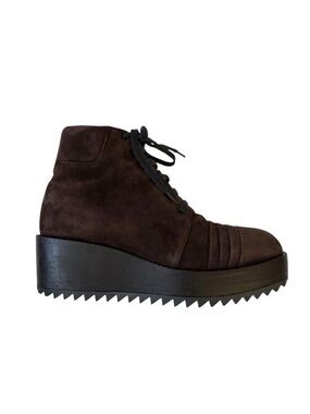 Ritch Erani NYFC Brown Suede Lace-Up Platform Ankle Boots Size 36